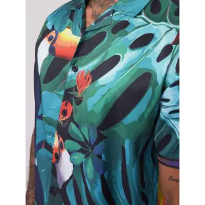 Chemise manches courtes motif tropical Project X Paris image-5
