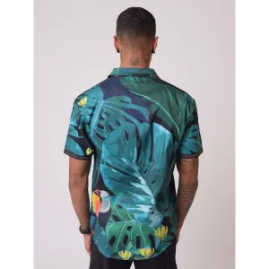 Chemise manches courtes motif tropical Project X Paris image-4