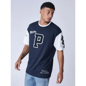 Tweekleurig T-shirt in universitaire stijl Project X Paris image-3