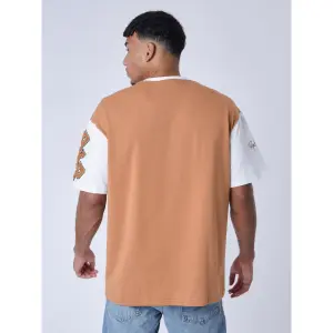 Tweekleurig T-shirt in universitaire stijl Project X Paris image-4