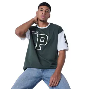 Tweekleurig T-shirt in universitaire stijl Project X Paris image-0