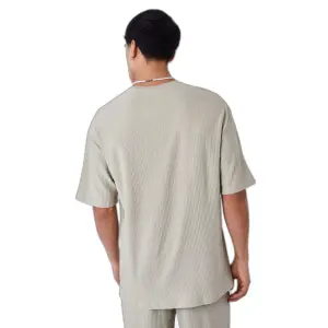 Ensfarvet tekstureret T-shirt Project X Paris image-4