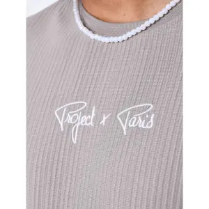 Ensfarvet tekstureret T-shirt Project X Paris image-5
