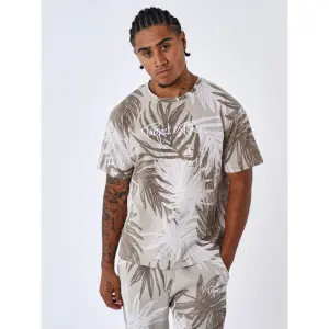 T-shirt motif all over feuilles de palmier Project X Paris image-1
