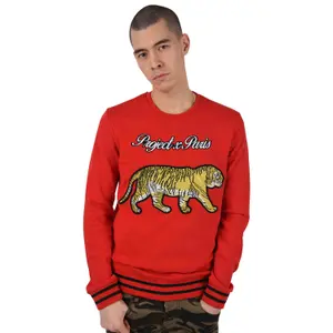 Sweatshirt brodé Project X Paris tiger liseré contrastant image-0