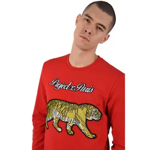 Sweatshirt brodé Project X Paris tiger liseré contrastant image-2