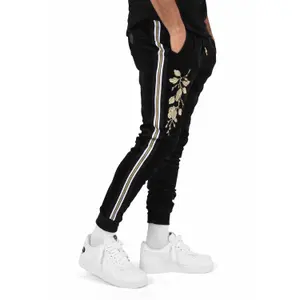 Pantalon de jogging velvet bandes contrastantes Project X Paris patch floral image-1