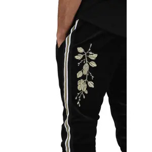 Pantalon de jogging velvet bandes contrastantes Project X Paris patch floral image-4