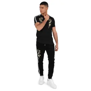 Pantalon de jogging velvet bandes contrastantes Project X Paris patch floral image-2