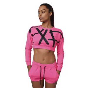 Sudadera ultra crop de mujer con estampado en contraste Project X Paris image-0