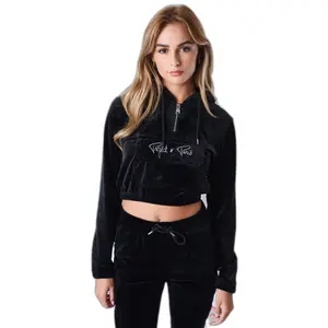 Felpa con cappuccio court donna in velluto Project X Paris image-1