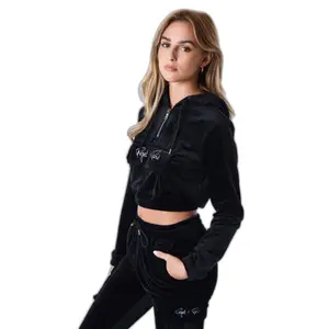 Felpa con cappuccio court donna in velluto Project X Paris image-4