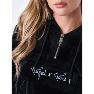 Felpa con cappuccio court donna in velluto Project X Paris image-5