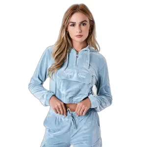 Bluza z kapturem krótka aksamitna dla kobiet Project X Paris image-1