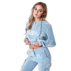 Bluza z kapturem krótka aksamitna dla kobiet Project X Paris image-2