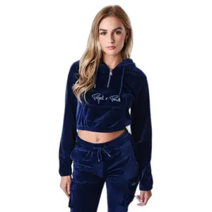 Felpa con cappuccio court donna in velluto Project X Paris image-1