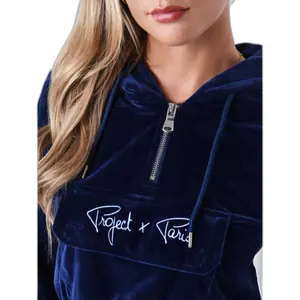 Felpa con cappuccio court donna in velluto Project X Paris image-5