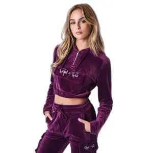 Felpa con cappuccio court donna in velluto Project X Paris image-2