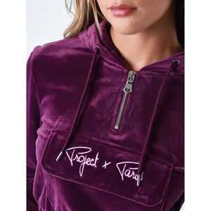 Felpa con cappuccio court donna in velluto Project X Paris image-5