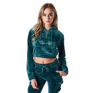 Felpa a girocollo con cappuccio court donna in velluto Project X Paris image-1