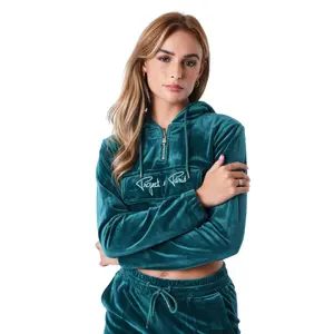 Felpa a girocollo con cappuccio court donna in velluto Project X Paris image-2