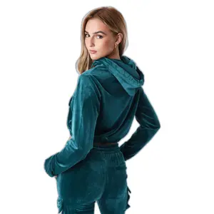 Felpa a girocollo con cappuccio court donna in velluto Project X Paris image-3