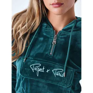 Felpa a girocollo con cappuccio court donna in velluto Project X Paris image-5
