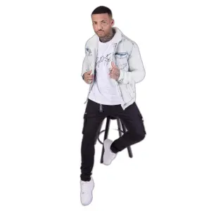 Denim jacket with sheepskin collar Project X Paris image-1