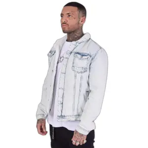 Denim jacket with sheepskin collar Project X Paris image-2