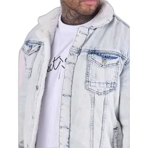 Denim jacket with sheepskin collar Project X Paris image-5
