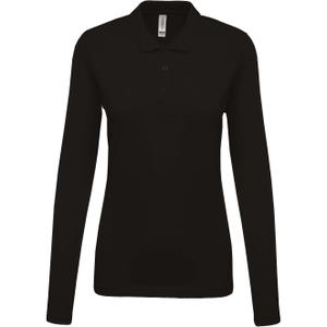k257-black-women-s-long-sleeve-polo-kariban-pique-black