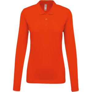 k257-orange-women-s-long-sleeved-polo-shirt-kariban-pique-orange