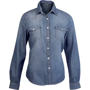 Women's shirt with sleeves Kariban Denim image-0