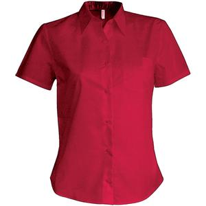 k544-classicred-shirt-woman-short-sleeves-kariban-popeline-red