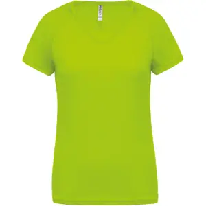pa477-lime-damen-t-shirt-mit-v-ausschnitt-proact-sport-neongrun