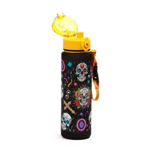 Reinforced Plastic Water Bottle with Push-Button Lid Day of the Dead Puckator image-1
