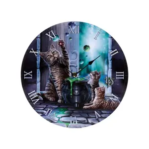 Cat and Kittens Playing with Bubbles Clock Puckator Lisa Parker image-0