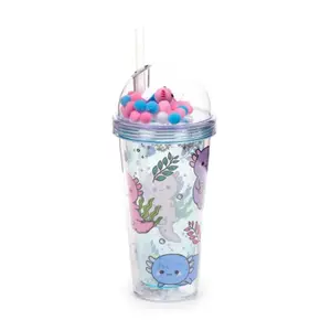 PVC Cup with Straw and Lid Puckator Adoramals Maddie L'Axolotl image-0