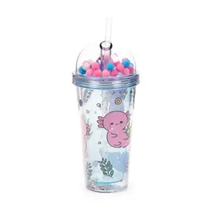 PVC Cup with Straw and Lid Puckator Adoramals Maddie L'Axolotl image-1