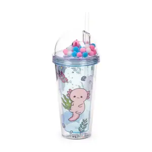 PVC Cup with Straw and Lid Puckator Adoramals Maddie L'Axolotl image-2