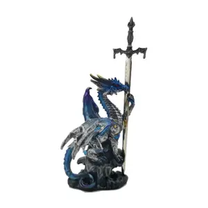 Figurine Dekorativ Drache Nachtbeschützer mit Schwert Puckator Dark Legends image-0