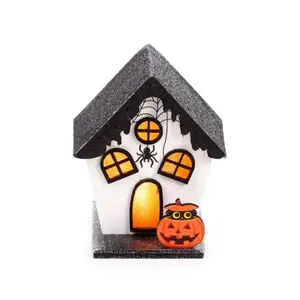 LED Dekoobjekt Halloween-Haus gruselige Kürbis & Spinne Puckator image-0