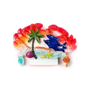 3D Souvenir Magnet - Seaside Crabs with Dolphins and Shells Puckator image-1