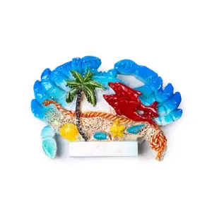 3D Souvenir Magnet - Seaside Crabs with Dolphins and Shells Puckator image-2