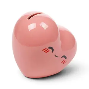 Ceramic Heart Piggy Bank Pink J'Adoramals Puckator image-0
