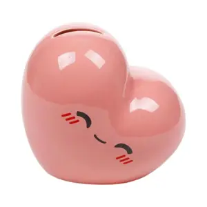 Ceramic Heart Piggy Bank Pink J'Adoramals Puckator image-1