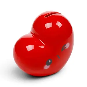 Ceramic Heart Piggy Bank Pink J'Adoramals Puckator image-0