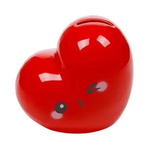Ceramic Heart Piggy Bank Pink J'Adoramals Puckator image-1