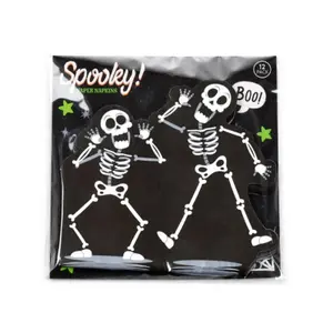 Papierserviette 3-lagig Puckator Halloween Squelette (x12) image-0