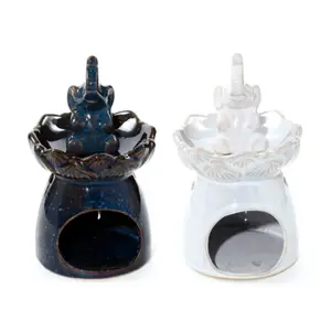 Oil Burner Elephant on Lotus Flower Puckator image-0